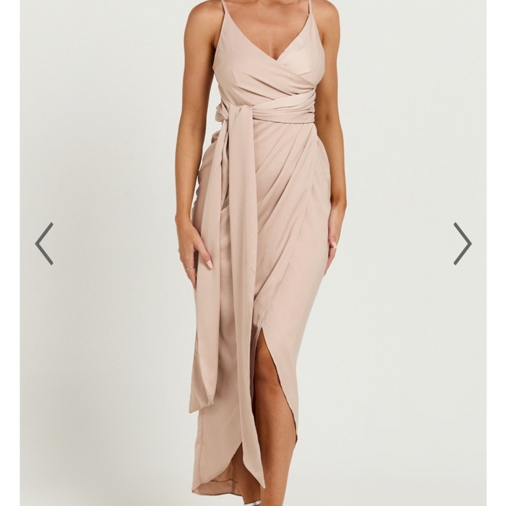 Elegant Champagne Wrap Dress